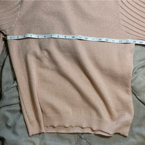 Nanette Lepore champagne pink metallic sweater with pleated sleeves - Picture 6 of 9